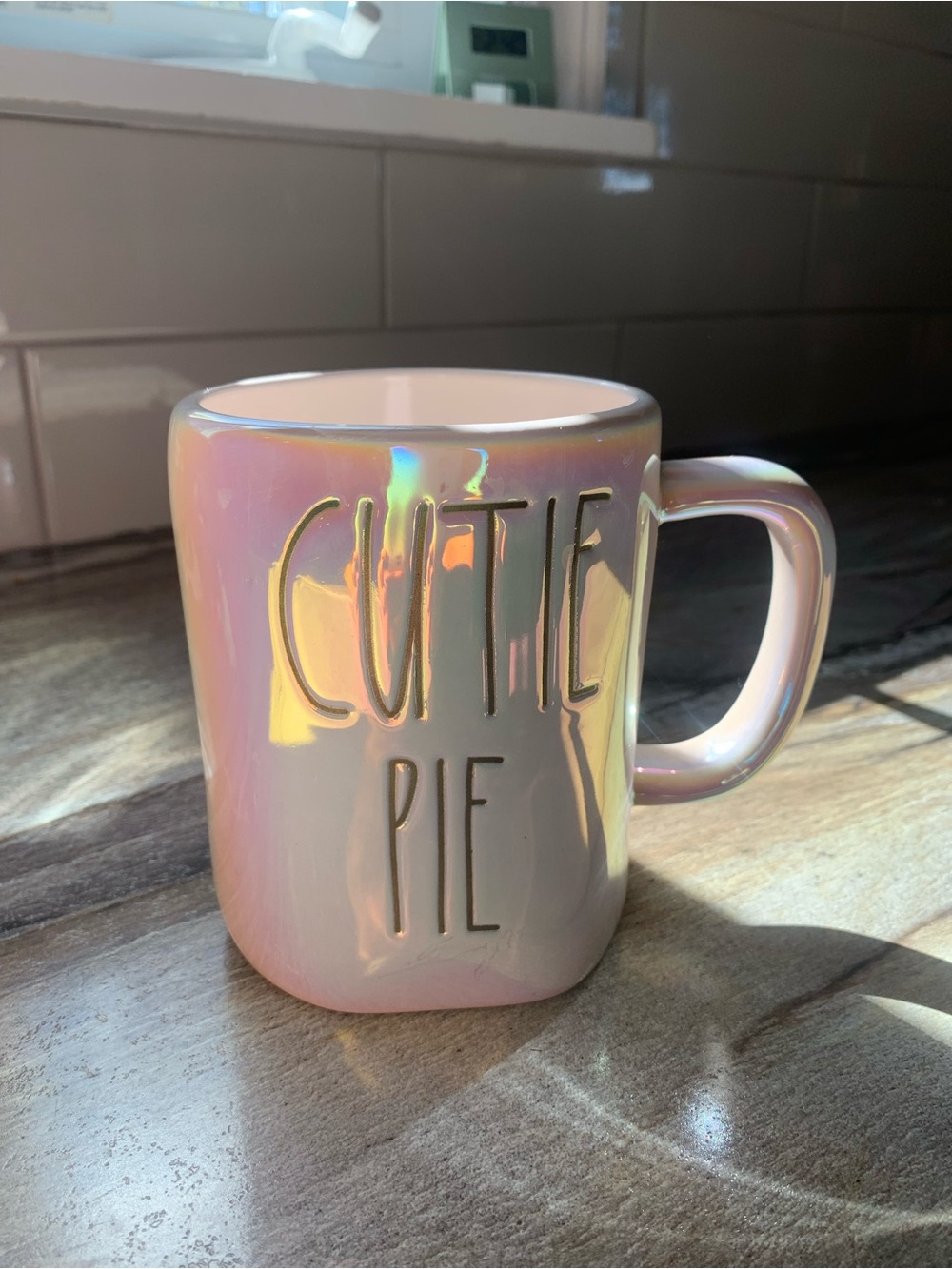 Iridescent Pink 'Cutie Pie' Ceramic Mug